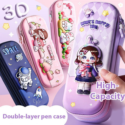3D Double-Layer Cartoon Pencil Case – Fun & Functional