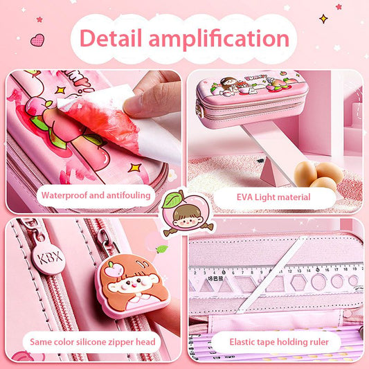 3D Double-Layer Cartoon Pencil Case – Fun & Functional