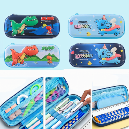 3D EVA Pencil Case – Adorable Dino & Elephant Design