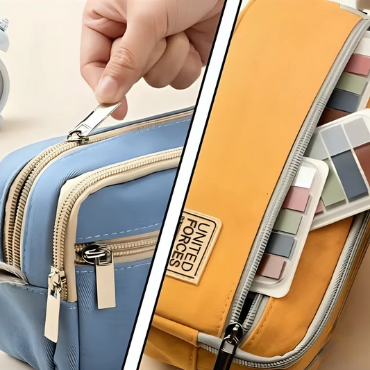 All-in-One Pencil Case – High-Quality Fabric, Multi-Zipper Storage