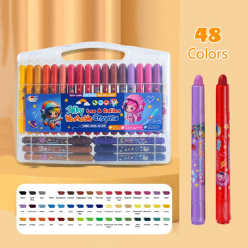 Rainbow Twist 48 Washable Crayon Set – Gift-Ready for Kids