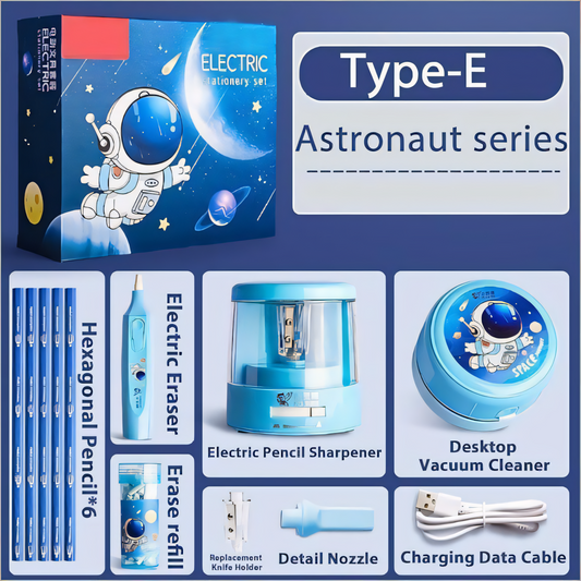 3-in-1 Electric Stationery Set – Sharpener, Eraser & Vacuum with 6 Pencil