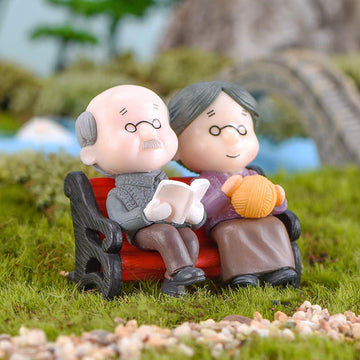 Heartwarming Old Age Couple Miniature Figurine