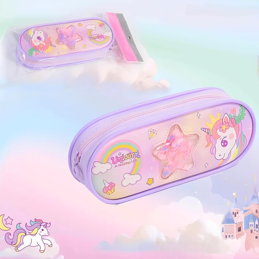 Unicorn Star Sparkle Pencil Pouch – Magical Storage for Kids