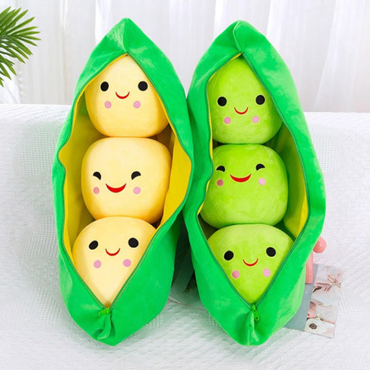 Happy Pea Pod Soft Stuffed Plush Toy - Cuddly & Sweet
