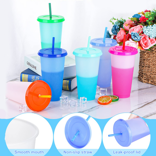 Color Changing Sipper Cup 700ml with Lid & Straw – Fun Reusable Tumbler