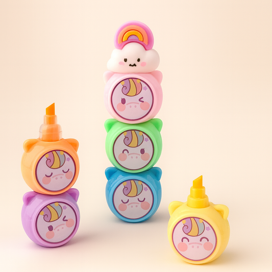Cute Unicorn Highlighter Set 🌸 6 Pastel Shades in One!