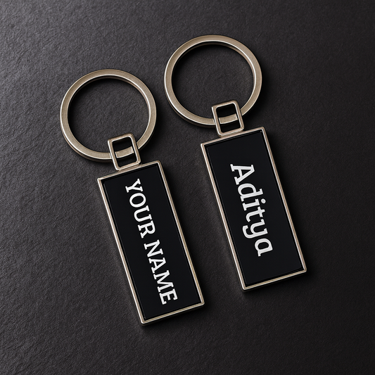 Customizable Rectangular Metal Keychain