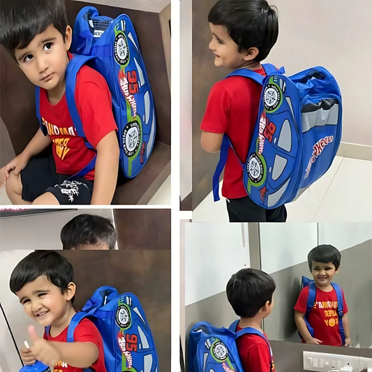 3D Car Shape Bag for Kids | Cute, Durable & Spacious School Bag