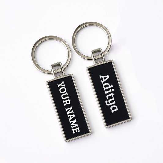 Customizable Rectangular Metal Keychain