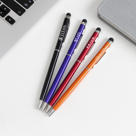 2-in-1 Metal Stylus Ballpoint Pen | Customised Pen with Name & Logo - Corporate Gift