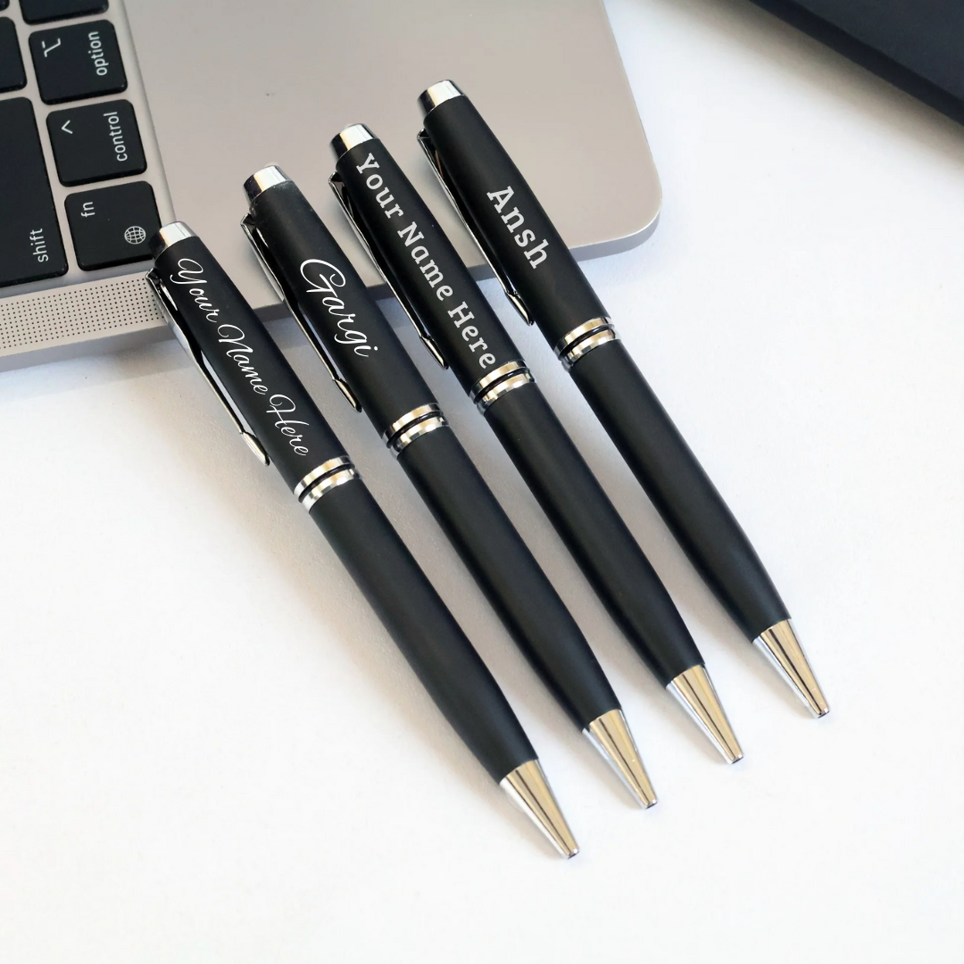 Silver-Accented Personalised Black Pen Custom Corporate Gifting