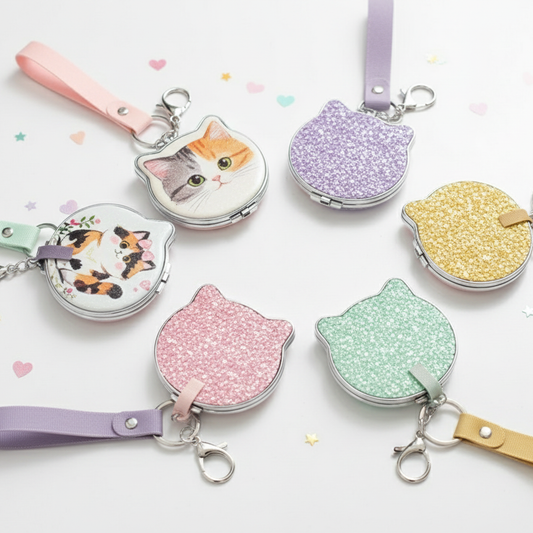 Bling Kitty Pocket Size Mirror with sparkling design