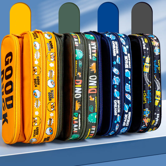 Extra Large Cartoon Pencil Case – Double-Layer Storage Magic