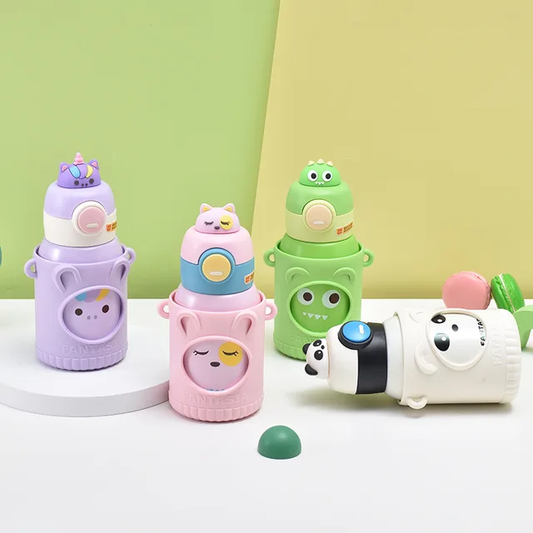 Cute Animal Design Sipper With Silicon Cover