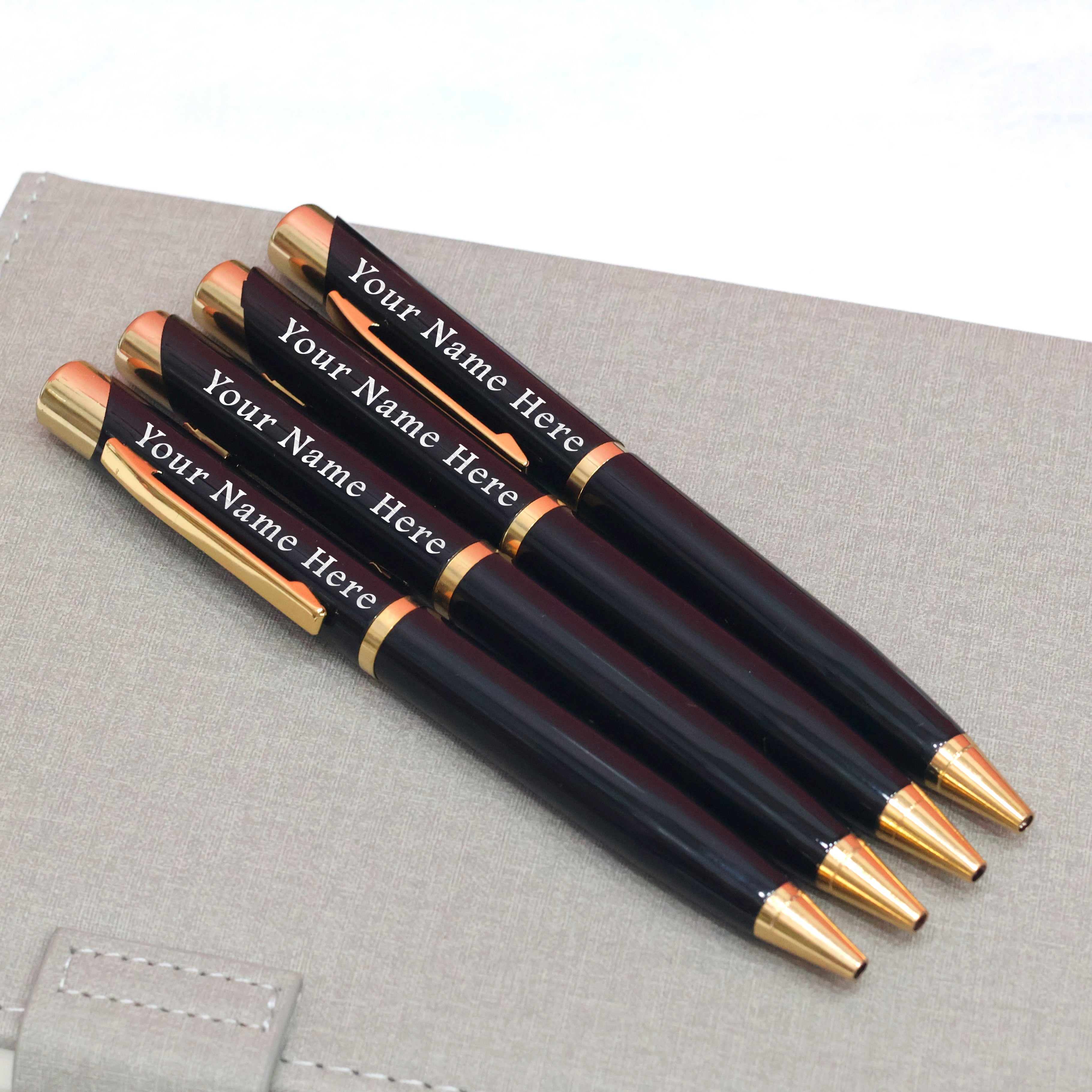 Personalized Glossy-Black with Gold Tone Pen – Giftoo