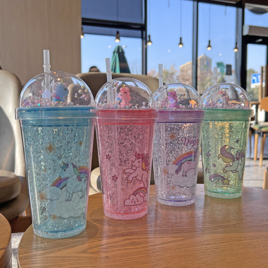 Unicorn Glitter Cup with Straw 450ml – Sparkle with Every Sip