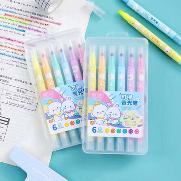 A pastel-colored Kawaii Dual-Tip Highlighter Pen Se