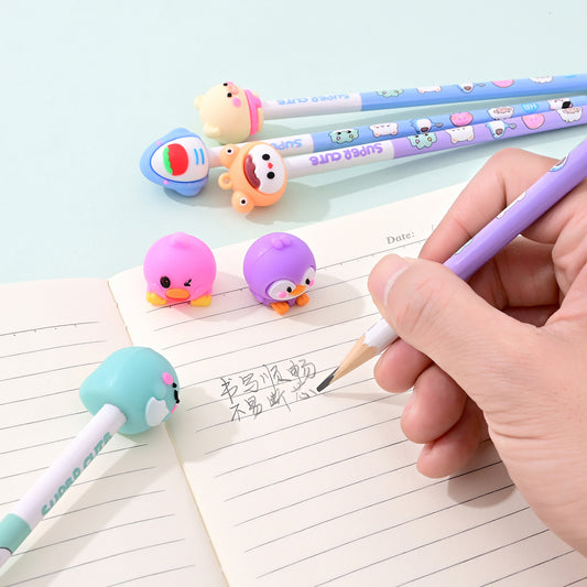 6-in-1 Cartoon Pencil Set with Fun Animal Erasers