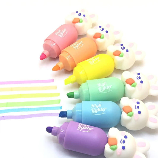 Pastel Bunny Highlighters ✨ | 6 Soft Shades for Cute Notes