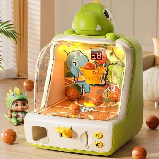 Mini Dinosaur Basketball Arcade Game Toy with LED Score Display and Hoop