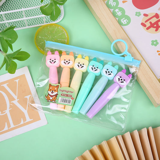 Little Sweet Dog Highlighters – 6 Color Pop Cuties