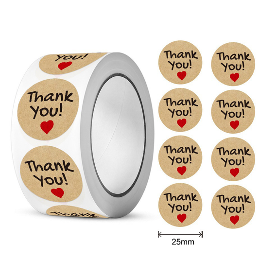 Cute Thank You Sealing 500 Sticker Roll