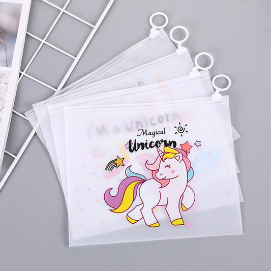 Unicorn Themed Transparent Zipper Pouch A4