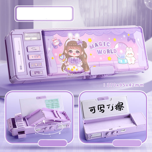Magic World Lock & Store! Large Capacity Multi-Layer Pencil Case