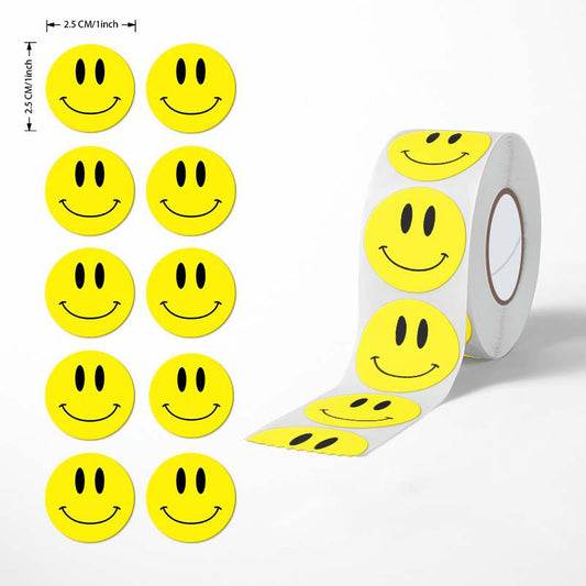 Happy Face Smiley 500 Sticker Roll | Fun & Colorful
