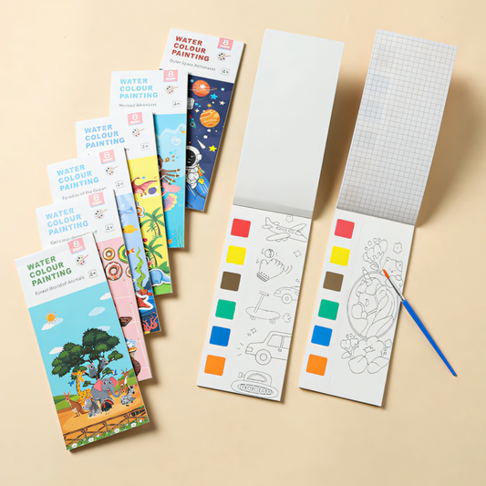 8 Pages of Art Fun! Watercolor Painting Book + Brush