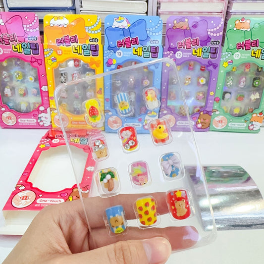 Kids' Press-On Decorative Nails Tips Pack of 12