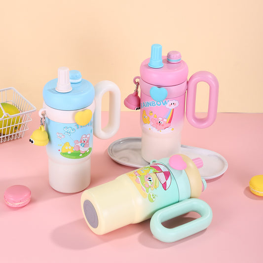 Hot & Cold Rainbow Sip Tumbler with Straw and Spout Lid 900ml