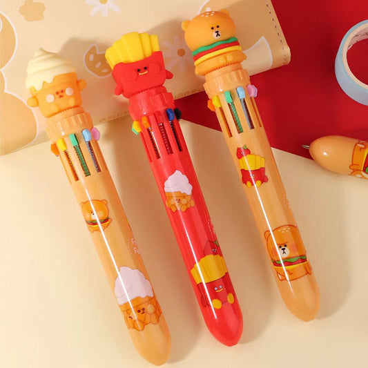 Adorable multi ink pens with 3D bear toppers and colorful barrels