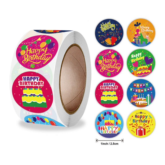 Happy Birthday Sticker Roll - 500 Stickers