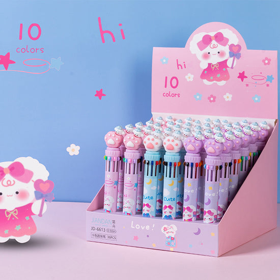 Kawaii pastel pens with 3D paw topper for school and journaling