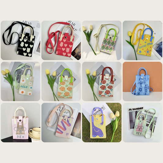 Knit Crossbody Sling Bag – Flower Pattern