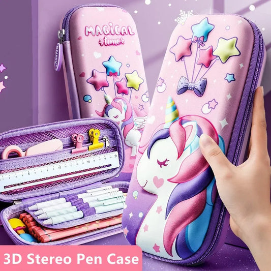 Sleek 3D EVA Design Unicorn Moon Pencil Case Pouch