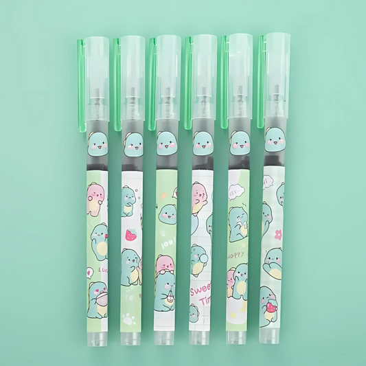 Dino Kawaii Gel Pens Set of 6 Pcs