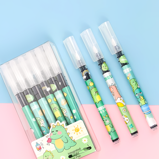 Dino Kawaii Gel Pens Set of 6 Pcs