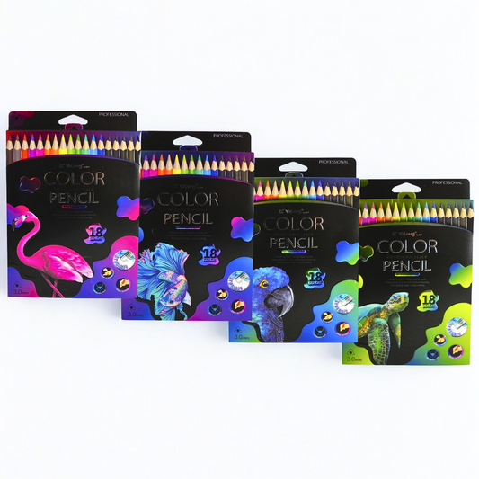 18-Color Pack of Erasable Color Pencils with Built-in Eraser