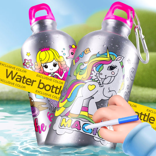 Creative Coloring Water Bottle Art Kit - Dinosaur | Astronaut | Panda