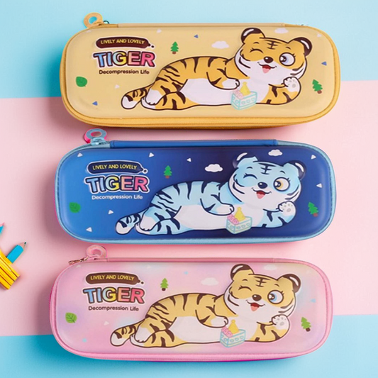 3D EVA Embossed Cute Cartoon Tiger Pencil Case