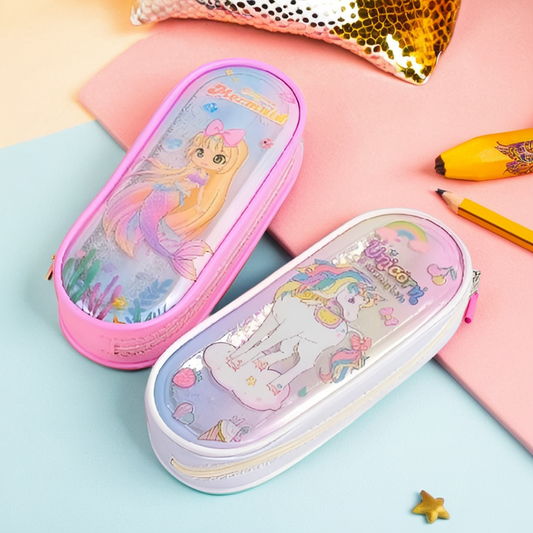Glittery Unicorn & Mermaid Stationery Pouch – Trendy & Fun