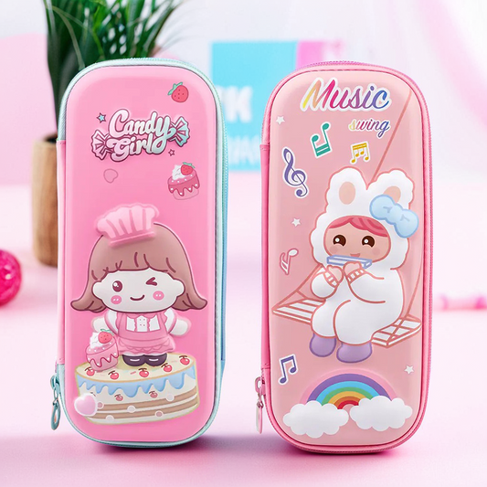 Stylish 3D EVA Bunny & Girl Themed Pencil Case