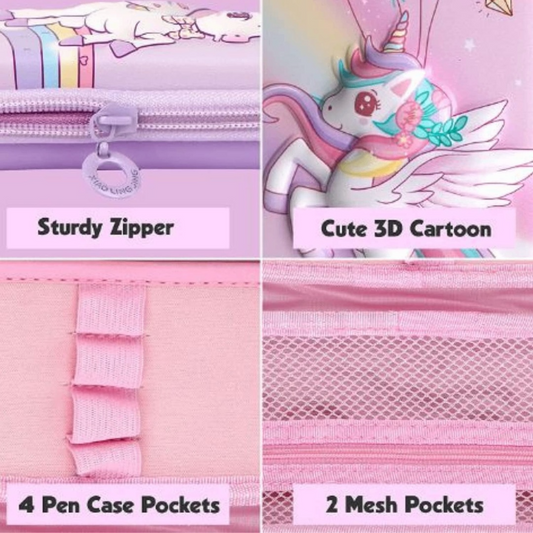 3D EVA Colorful Unicorn Zipper Pencil Pouch