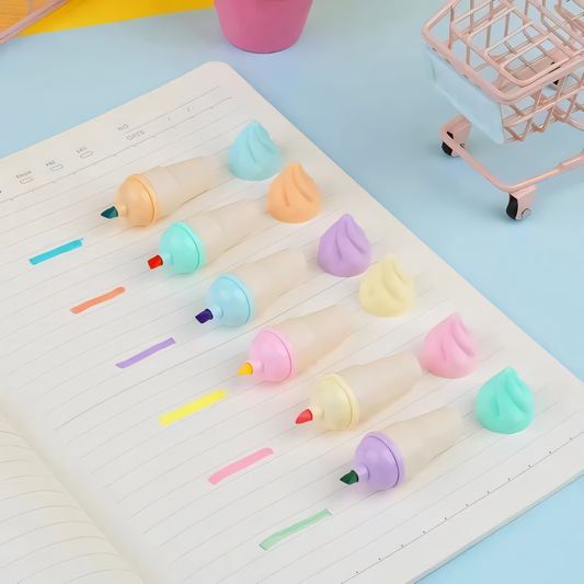 Cone Ice Cream Highlighters – 6 Color Fun