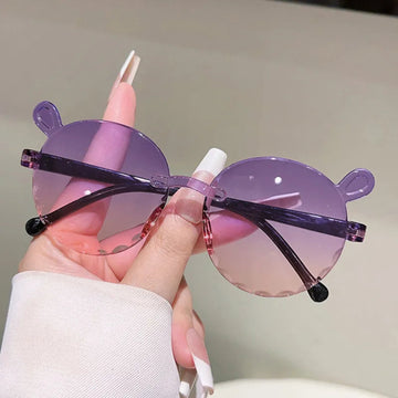 Cute Bear Ear Rimless Gradient Sunglasses | Trendy Plastic Glasses for Kids