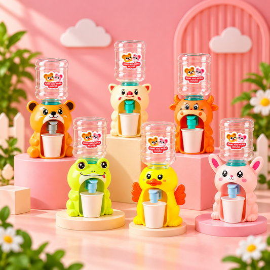 Mini Animal Water Dispenser Toy for Kids – Functional Cute Desktop Beverage Fountain