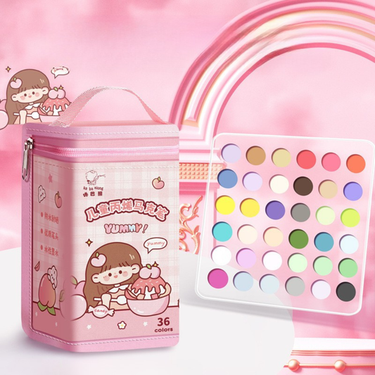 36Pcs Acrylic Marker Pen Set in Space & Peach Girl Storage Bag – Waterproof Water-based Ink